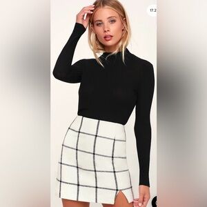 Lulu’s Spence White Plaid Mini Skirt